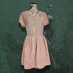 Bordeaux Los Angeles Pink Polkadot Fit & Flare Dress Size S